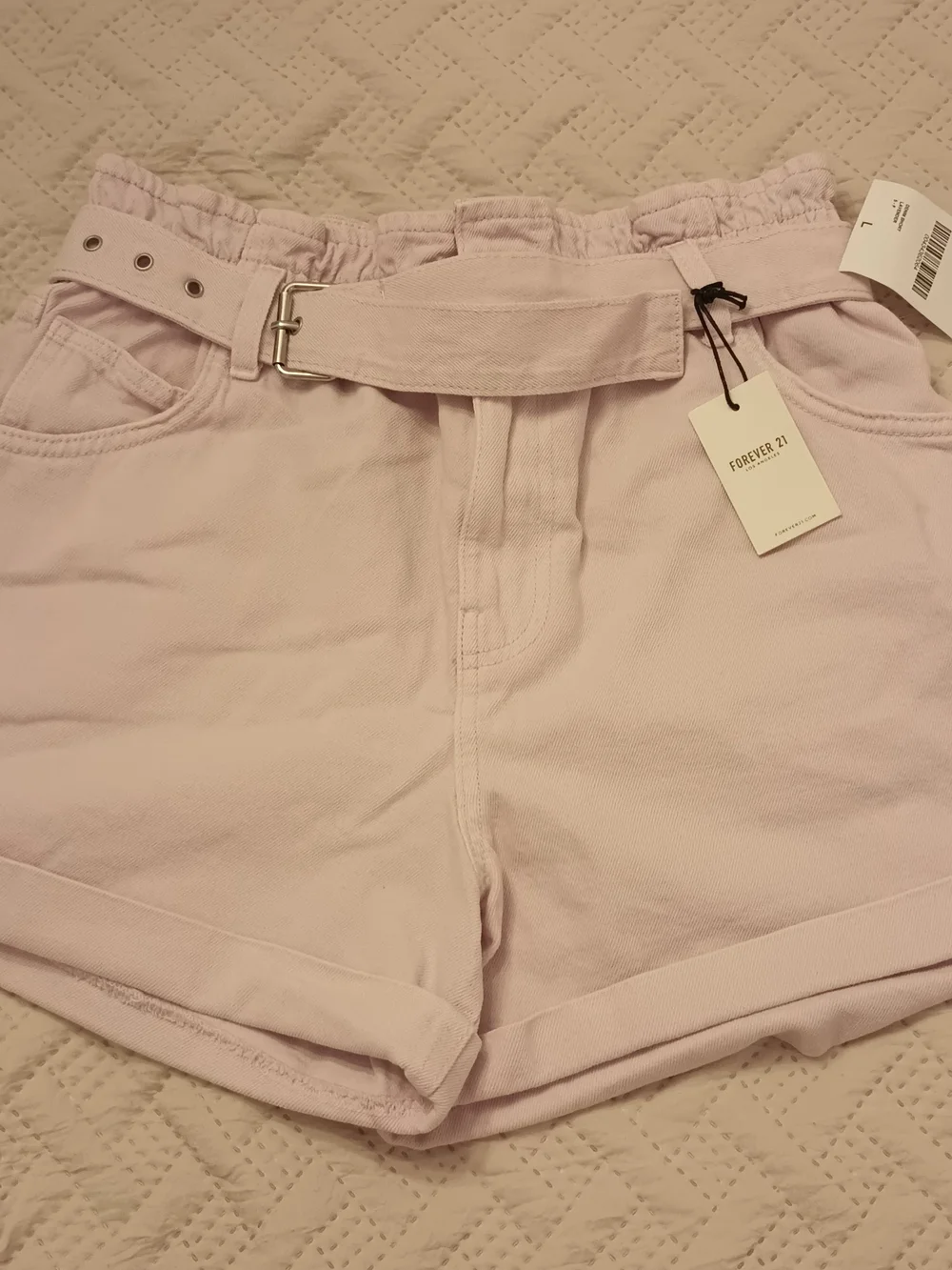 Forever 21 Pink High-Waist Denim Casual Shorts L